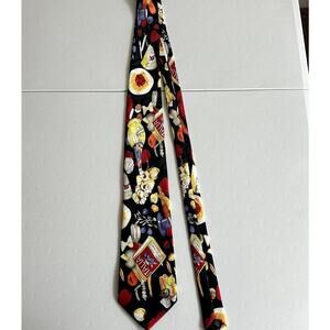 Sbarro Black/Multicolored Italian Food Tie